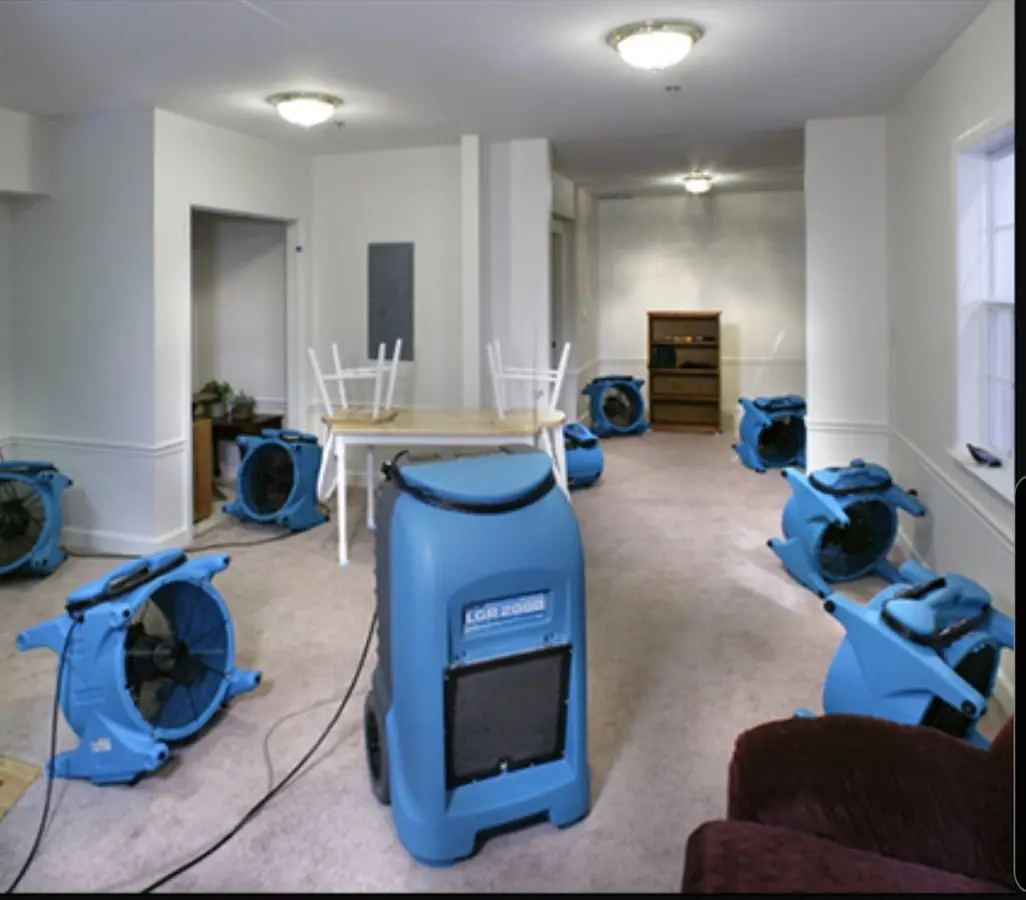 Air movers and dehumidifier setup for Water Damage Restoration in West Palm Beach